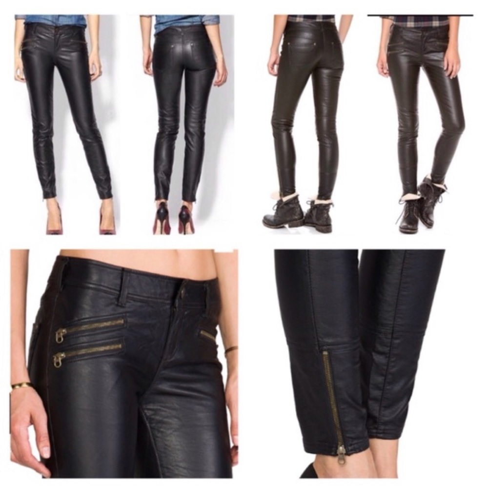 Free People Faux Leather Zip Moto Pants - Picture 2 of 10